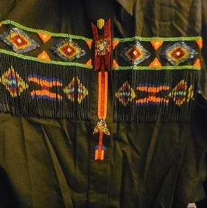 Womens Vintage Beaded Western button up by Lew Magram